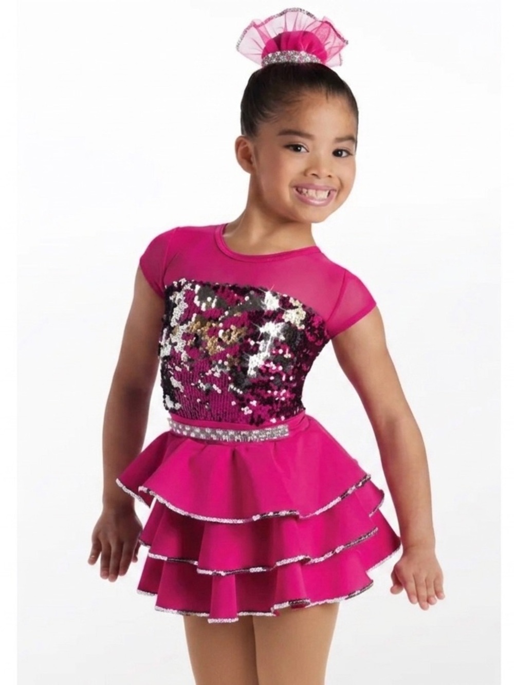 Weissman Candy Hearts Pink Silver Sequin Dance Costume Dress SC Competition